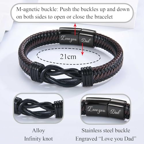 Gift for Dad, Leather Bracelet Dad Gifts from Daughter Son - Image 4