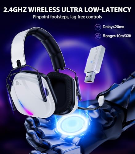 Image of Vakedy Wireless Gaming Headset for PS5, PS4, PC, 2.4GHz Low-Latency & Bluetooth 5.4 Gaming Headphone with Noise Canceling Mic, 50mm Drivers, 50H Battery Wireless Headset for Switch, Mobile, Mac