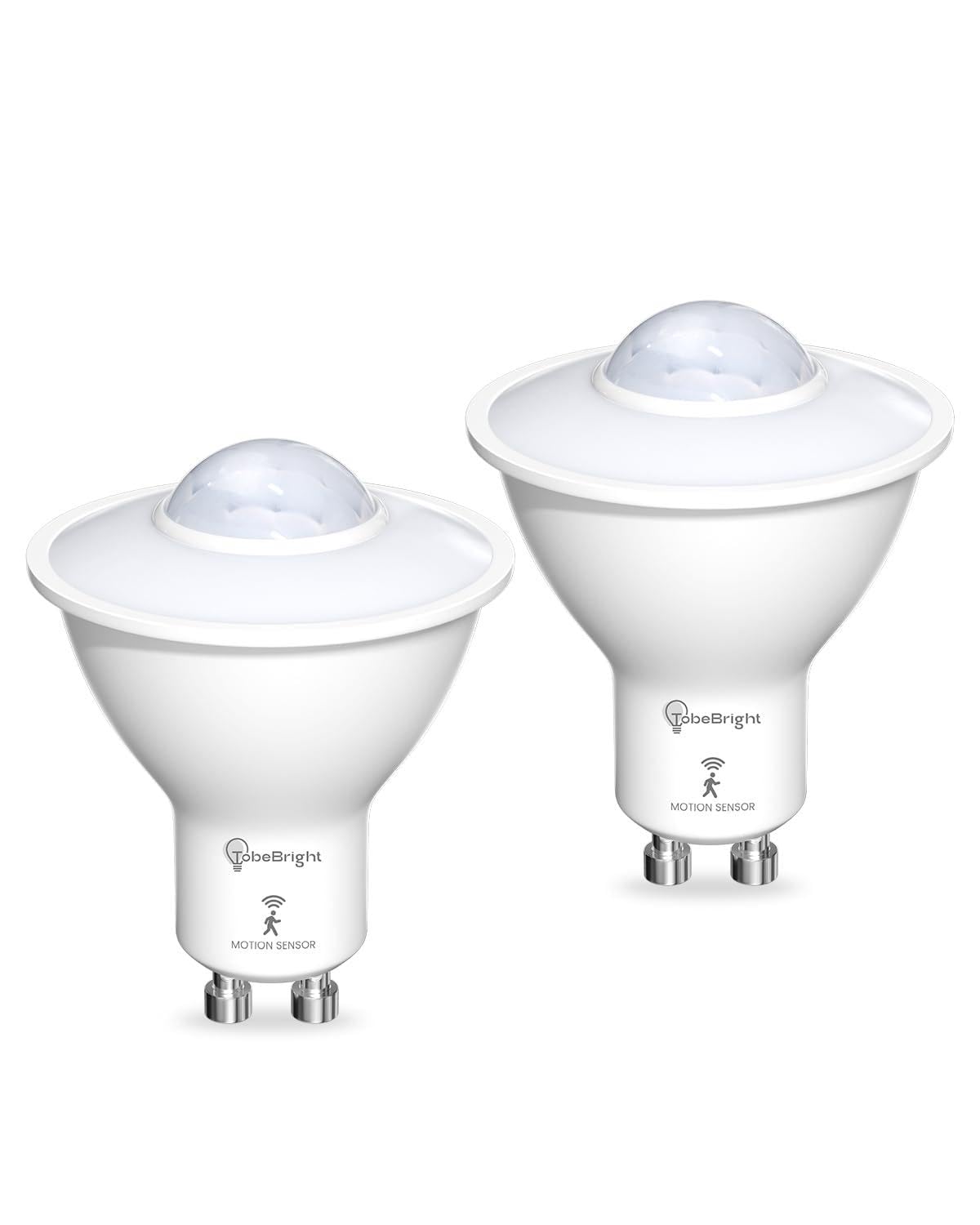 TobeBright LED Smart Motion Light Bulbs, GU10 PIR Light Sensor Bulb 5W, Cool White 6000K, Auto On/Off LED Security Light Lamp for Stairs, Garage, Corridor, Walkway, Yard, Hallway, Patio (2 Pack)