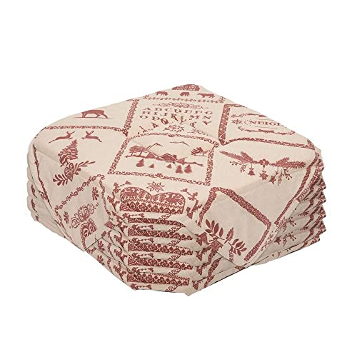 Alpes Blanc Lot de 6 Galettes de Chaise - Montagne Rouge