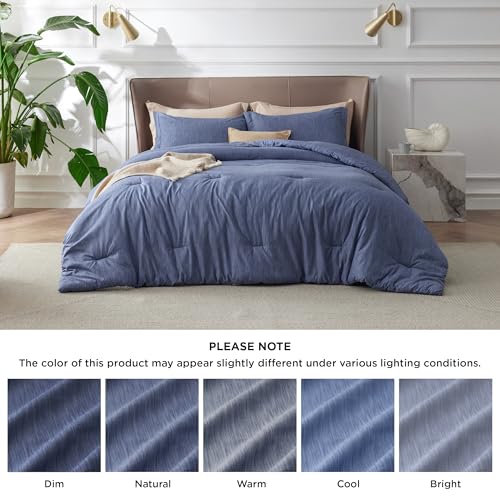 image for Bedsure Queen Comforter Set - Infinity Blue Soft Bedding for All Seaso