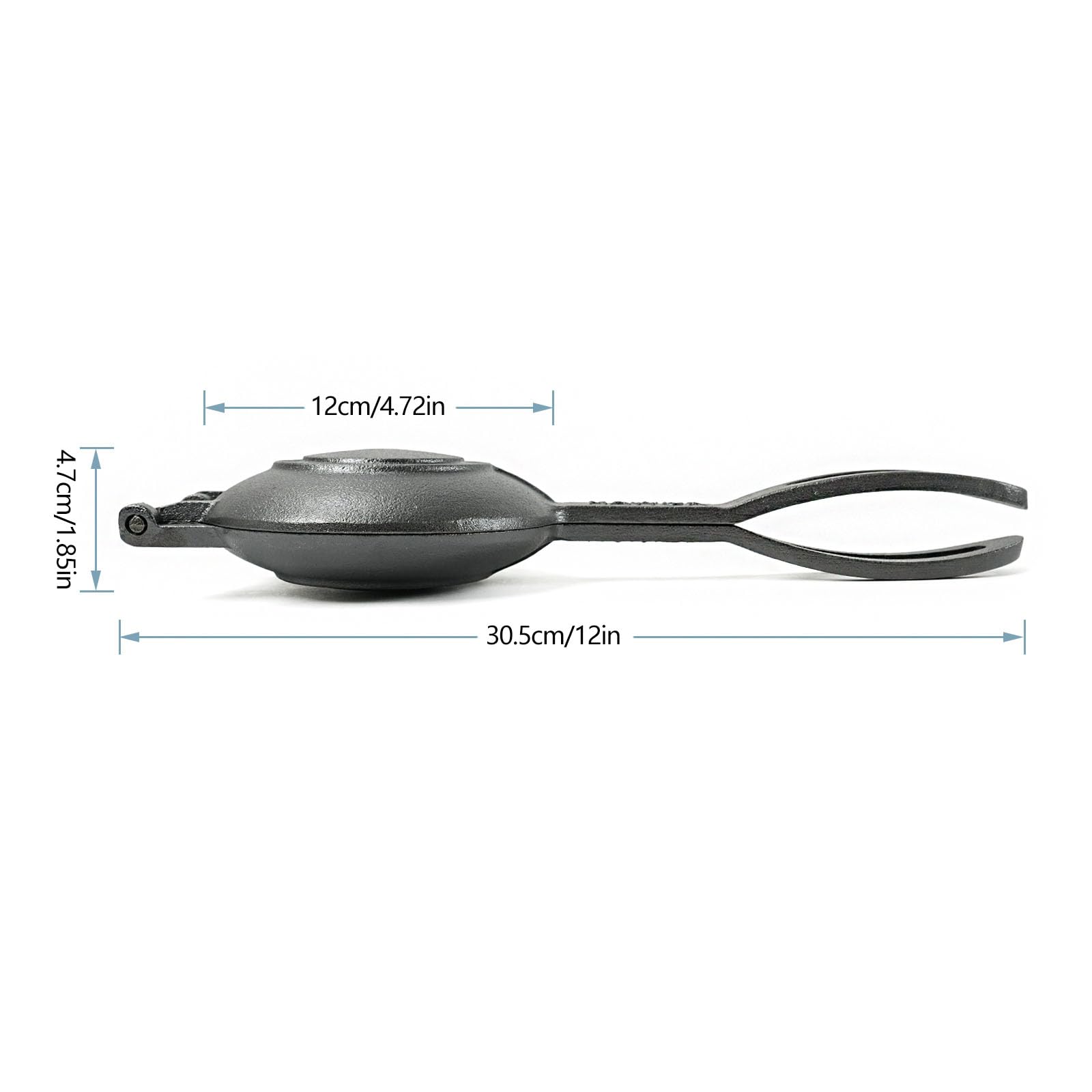 HAWOK Compact Cast Iron Grilled Sandwich Maker, Round Pie Iron Black