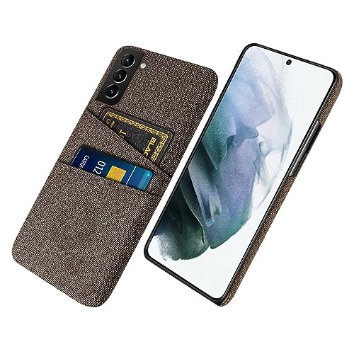 Coque Samsung S21 FE avec double porte-carte en tissu marron antichoc et ergonomique