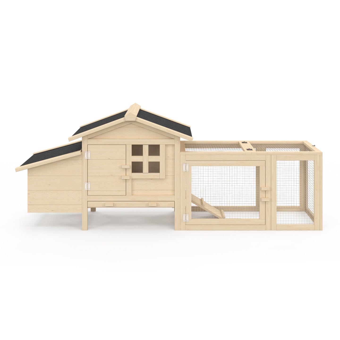 IDMarket - Poulailler clapier en Bois sur pilotis avec pondoir enclos et tiroir à déjections 2 Poules