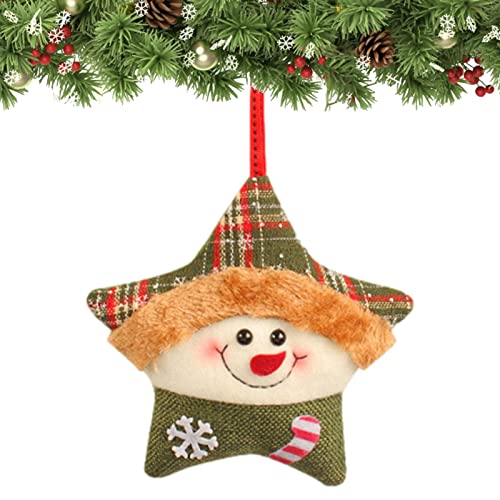 クリスマスぬいぐるみオーナメント - 五芒星の形のサンタ雪だるまヘラジカのぬいぐるみペンダント,五芒星の形のツリーオーナメント、暖炉用の愛らしい室内装飾、子供、大人向け echesaのサムネイル