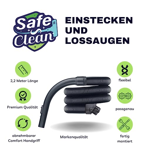 Staubsaugerschlauch kompatibel mit allen Miele Modellen S8, S8000, C3 Complete & C3 Compact (z.B. S8330 S8340 S8390 83790 C3 EcoLine Cat&Dog PowerLine Silence etc.) Ersatzteile für Miele 2,2m Premium