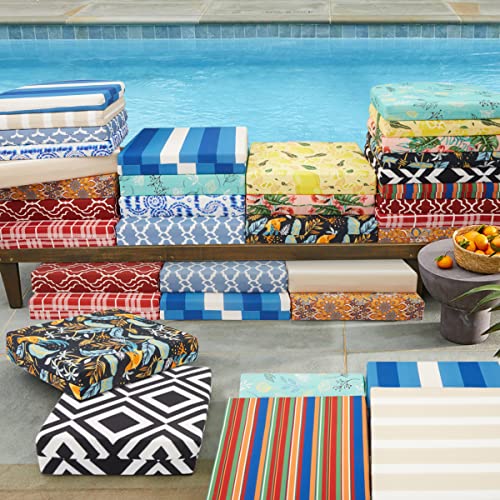 Harborest Indoor/Outdoor Chair Cushions Set Of 4 Waterproof,Round Corner Outdoor Cushions For Patio Furniture - Patio Chair Cushions With Ties,17"X16"X2",Rainbow Stripes #TOP6