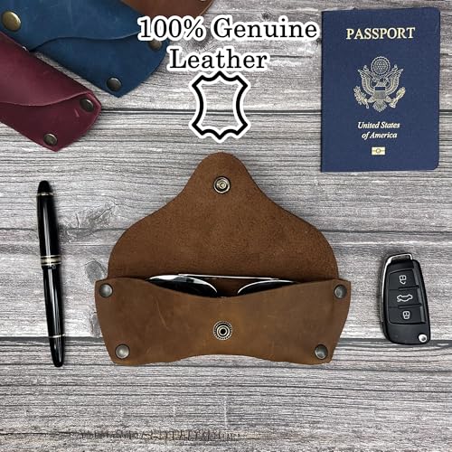 Image of Leather Glasses Case for Men - Vintage Rustic Belt Eyeglass Holder