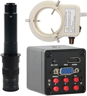 HDMI VGA Industrial Digital Video Microscope Camera Electronic Magnifier & 300X C-Mount Lens Whit 56-LED Adjustable Ring Light