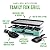 GreenLife Raclette Indoor Tabletop Grill, Healthy Ceramic Nonstick, 2-in-1 Grill and Griddle, 8 Square Nonstick Pans, Adjustable Temperature Control, Easy Indicator Light, PFAS-Free, Turquoise