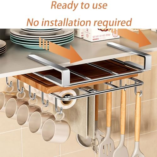 Space-Saving Cutting Board Holder & Kitchen Storage Drainboard Pan Lid Shelf - Under-Cabinet Organizer for Towels, Cups, and Pot Lids - Essential Kitchen Accessory