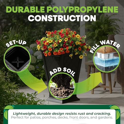 Image of FCMP Outdoor - Modemmo Argyle Self-Watering Planter (2 Pack), Black