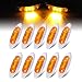 TMH 10 Pcs Mini Side Led Marker ( QR Model ) Amber Light with Chrome Bezel , Universal LED Clearance Markers for Truck Trailer Boat ATV Marine Marker lights, side marker lights