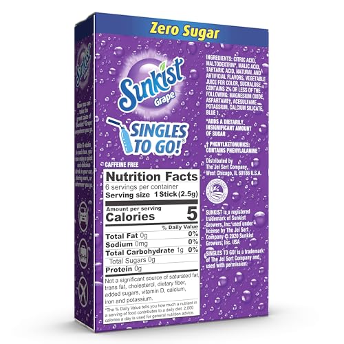 Image of Singles To Go! Sunkist Soda Drink Mix, Grape, 72 Packets