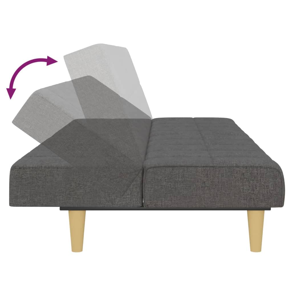 Sofá cama de 2 plazas, color gris oscuro, de tela, 200 x 84,5 cm