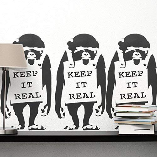 Pochoir Banksy - Keep It Vrai Singe | Réutilisable Décor Maison & Art Artisanat Peinture Pochoir - semi transparent pochoir, S/ 14X26CM Cover