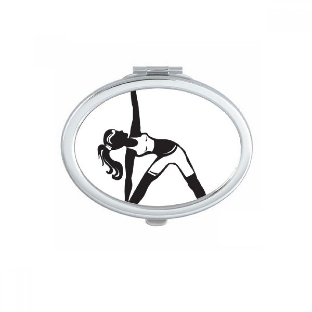 Miroir de poche compact et ovale motif silhouette yoga fille pour retouches maquillage