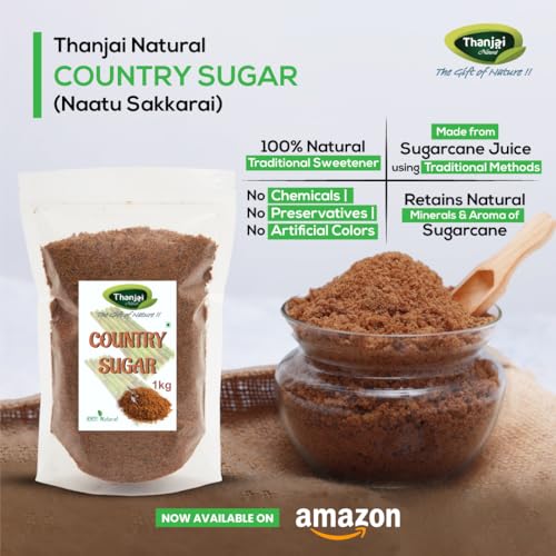 Image of Thanjai Natural 1kg Sugarcane Jaggery Powder | Naatu Sakkarai | Prepared Country Sugar