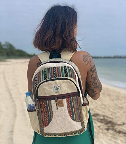 Image of Natural Handmade Large Multi Pocket Hemp Nepal Backpack