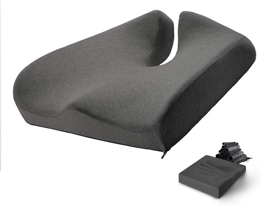 Coxis del amortiguador de asiento, ergonómico y transpirable memoria almohadilla de espuma del asiento y alivio del dolor coxis del amortiguador de asiento, Apto para sillas de oficina (1pcs),Gray1