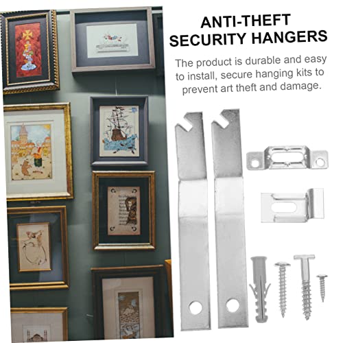 Image of 2 Sets Picture Hanging Kit for Wall Picture Frame Hardware Theft Security Lock Hangers Museum Art Gallery Use
