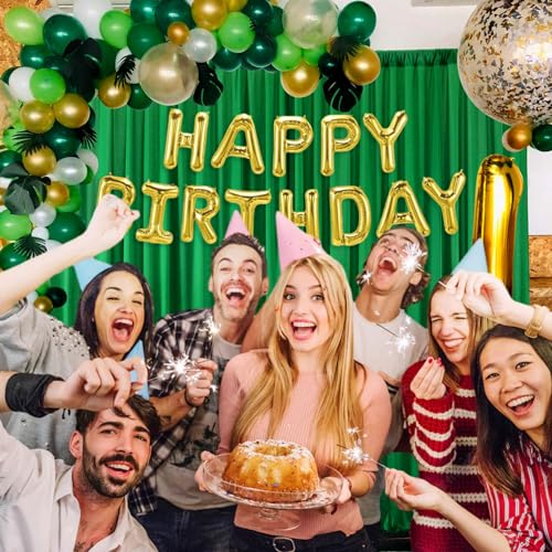 Image of 10 x 7 Feet Grass Green Backdrop Curtain for Partie, Background Curtains for Photoshoot, Birthday, Wedding, Halloween, Thanksgiving, Christmas, New Year Party Decorations 5Ft x 7Ft, 2 Panels