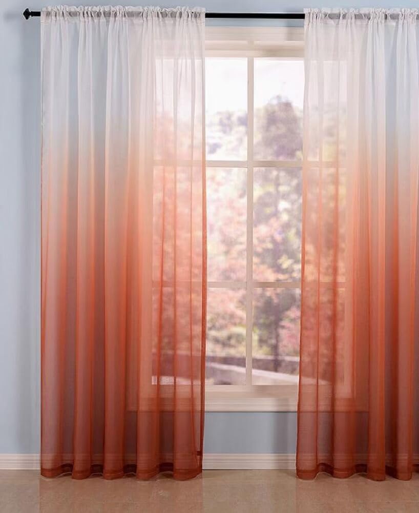Simple Gradient Solid Color Exquisited Design Sheer Curtains Rod Pocket Top Window Treatment for Living Room Bedroom(1 Panel, W 100 x L 102 inch, Green)