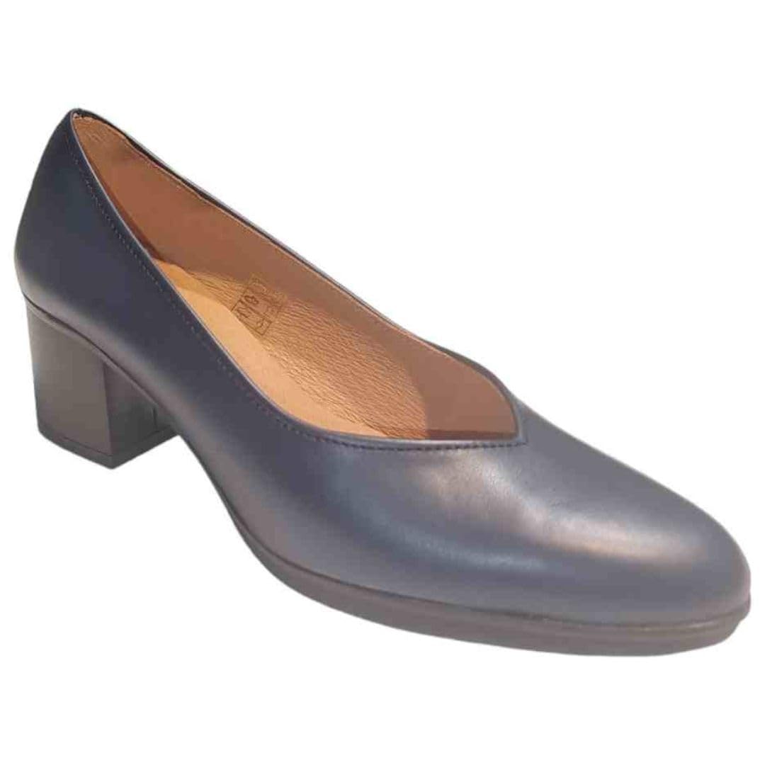 Zapatos de Salón Mujer Belona, Cómodos 24 Horas para Azafatas, Trabajo. Calzado de Piel Fabricado en España Tacón Medio