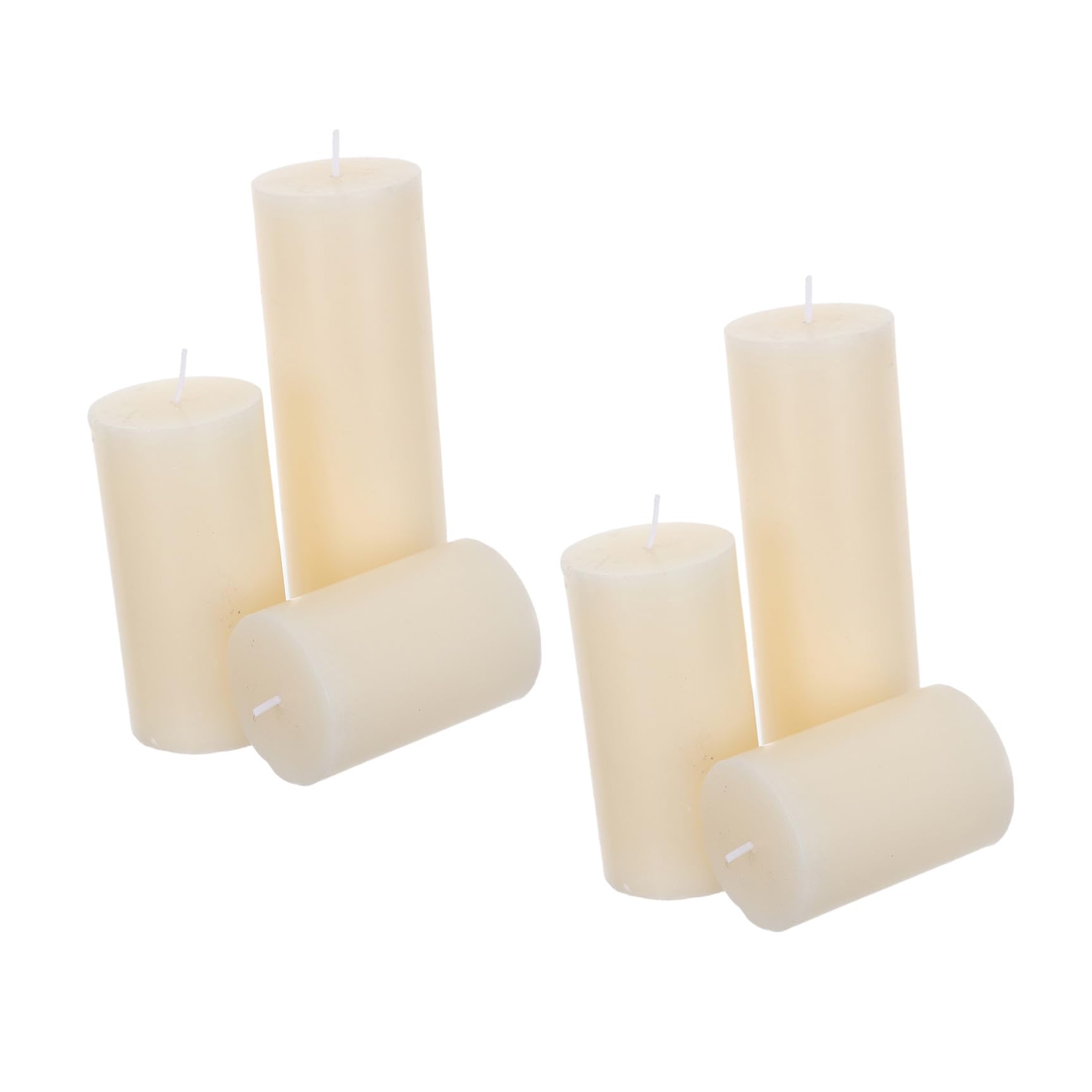 6 Pezzi Candele a Colonna Avorio Cilindriche senza Profumo