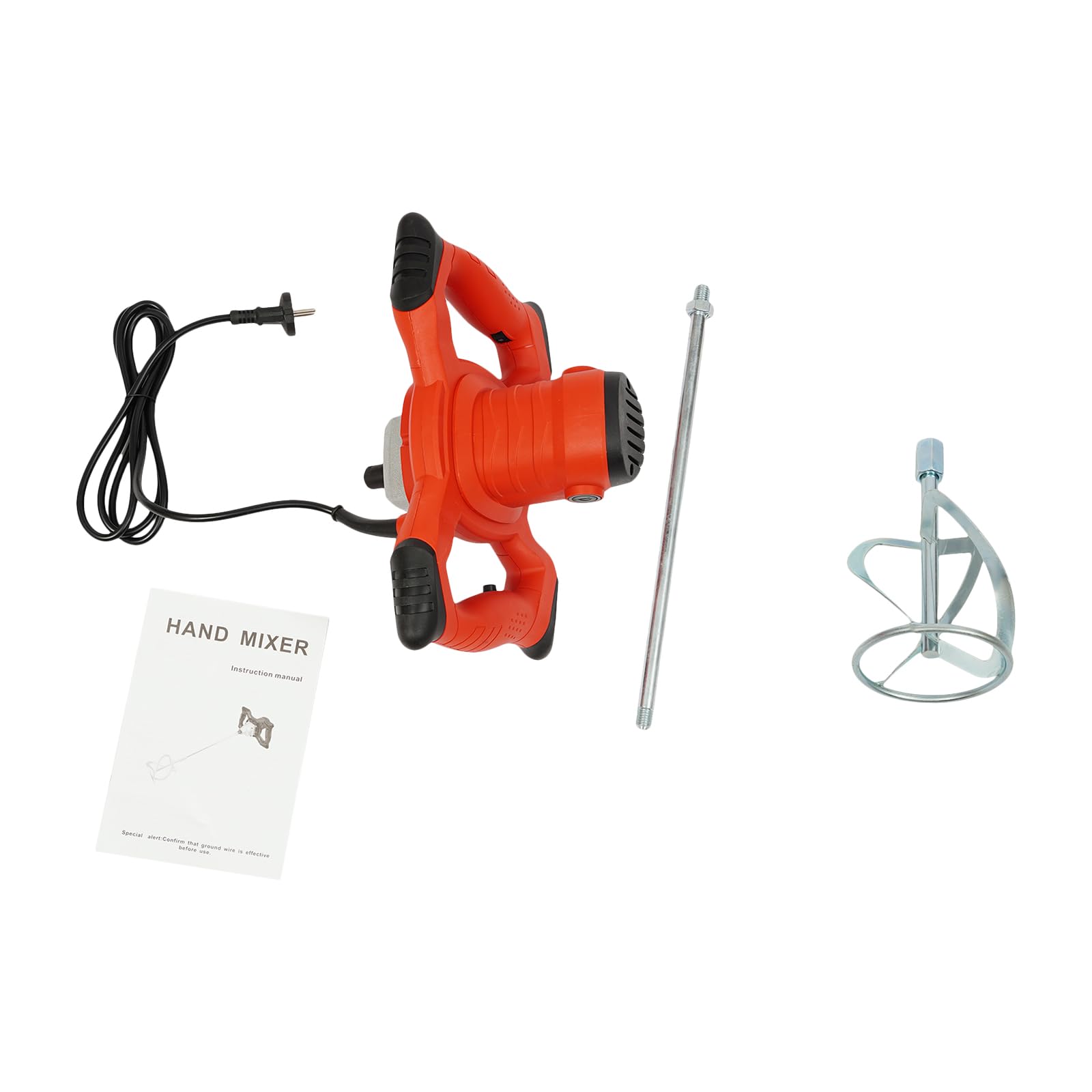Hormigonera Portátil 1500W, Mezclador De Concreto Eléctrico 220V | Doble Aspa En S, Velocidad 330 A 930 RPM, Mezclador De Mortero Y Barro, Mango De Nylon Ergonómico, Astillero BTP, 12cm