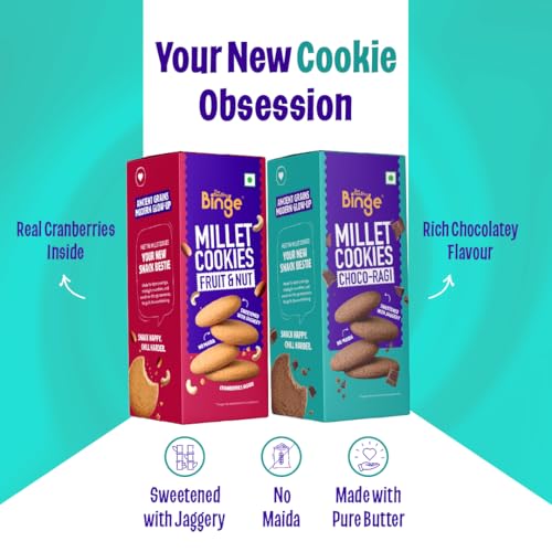 Image of The Healthy Binge Assorted Millet Cookies - Healthy Snacks Combo | Millet Cookies | Jaggery Cookies | Healthy Snacks for Kids and Adults 180g Pack of 2
