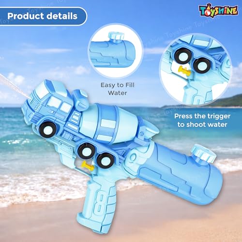 Image of Toyshine Cement Truck Handheld High Pressure Water Gun Holi Toy Summer Toy for Kids Girls Boys, 400 ML Tank Capacity - Blue