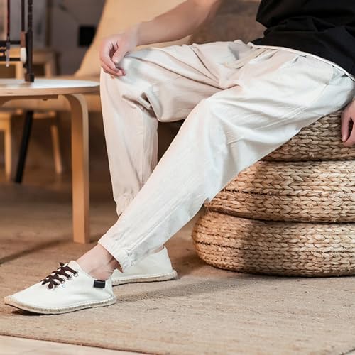 Men Hippie Harem Drawstring Pants Summer Baggy Boho Solid Yoga Pants Loose Casual Drop Crotch Trouser with Pockets4