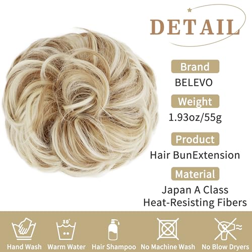 BELEVO Messy Bun Hair Piece, Curly Wavy Synthetic Updo Ponytail Scrunchies for Women Girls - Image 2