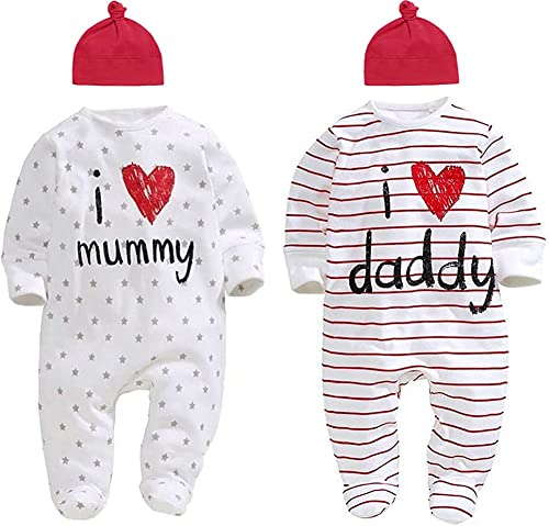 AOMOMO, Lot de 2 grenouillères pour bébé, unisexe, fermée aux...