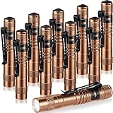Hortsun 10 Pcs Mini Flashlight Bulk LED Pen with Pocket Small Flashlight with Clip for Outdoor Father's Day Gift for Men(3.54 Inch,Brown)