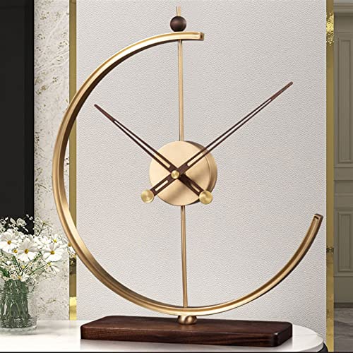 Reloj de mesa de cobre minimalista con base de madera natural 7