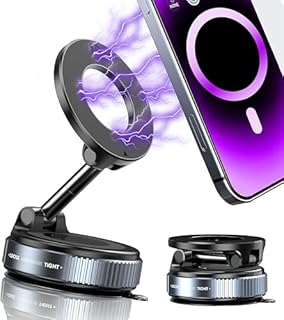 snanlen Upgraded 360° Vacuum Magnetic Phone Holder, Magnetic Car Phone Mount, Hands-Free Suction Cup Phone Holder for Car/Gym/Mirror/Shower, Car Mount Compatible with iPhone 17 Pro Max/Android