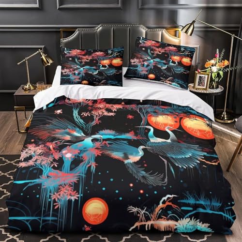 Housse de couette animaux oiseaux 3D parure lit 260x240 cm - 4