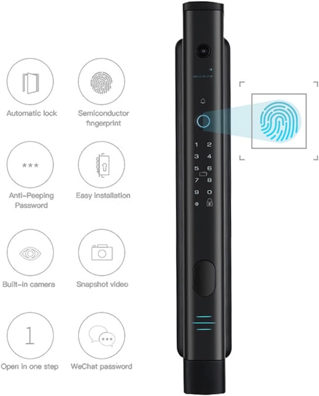 Intelligent Lock with Camera, Digital Password, and Fingerprint Lock for Biometric Fingerprint Electronic Door Lock (Color : B)