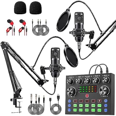 sktome Podcast Equipment Bundle for 2, V8s Voice Changer with BM-800 Podcast Microphone Bundle - Studio Condenser Microphone Perfect for Podcasting, Recording, Singing, Streaming and Gaming Cover