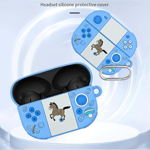 Image of Anvique Silicone Case Cover for Oneplus Nord Buds 4 Pro, Scratch Resistance, Shock Absorption, with Premium Carabiner (Horse SkyBlue)