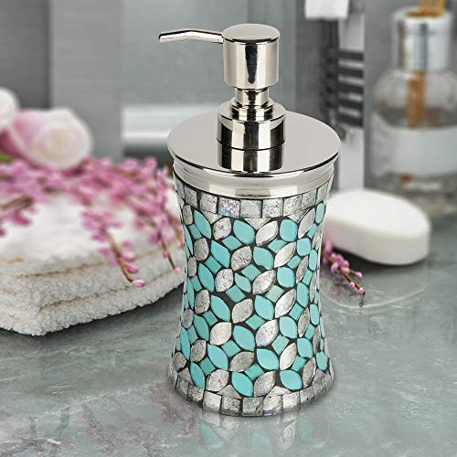 Nu Steel SF6H Sea Foam Soap/ Lotion Pump Dispenser In Aqua Blue/Silver Glass Mosaic/ Stainless Steel thumb #3