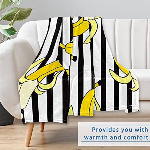 Couverture douce motif bananes 150x100 cm plaid de lit rayé