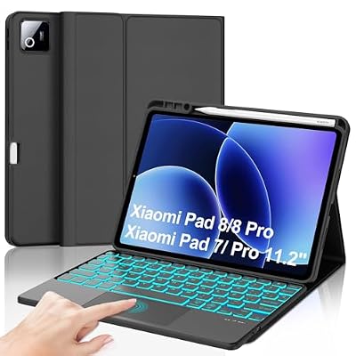 Backlit Keyboard Case for Xiaomi Pad 8/ Pad 8 Pro 11.2 inch 2026, Magnetic Detachable Keyboard with Trackpad, Protective Cover with Pen Holder, Folio Case for Xiaomi Tablet Pad 7/Pad 7 Pro 11.2'' 2024