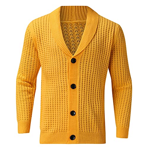 XIAOMEIO Herren Einfarbig Mesh Strickjacke Business Strickmantel Button Cardigan Sweatshirt Grobstrick Strickpullover Fleecejacke Übergangsjacke Herbst Pulli Atmungsaktiv Elastisch Mantel M-3XL Cover