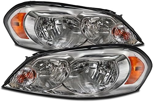 PERDE Chrome Housing Halogen Headlights Compatible with 06-13 Chevrolet Impala 14-16 Chevy Impala Limited 06-07 Monte Carlo Includes Left Driver and Right Passenger Side Headlamps