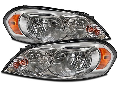 PERDE Chrome Housing Halogen Headlights Compatible with 06-13 Impala 14-16 Impala Limited 06-07 Monte Carlo Includes Left Driver and Right Passenger Side Headlamps