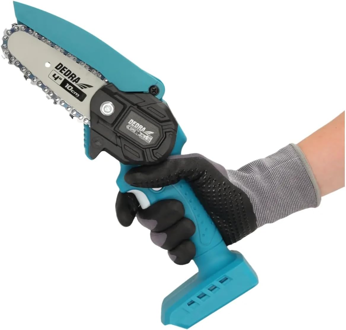 Cordless Mini Chainsaw, Mini Pruning Saw, Guide Rail 4 Inch, Ultralight Construction, Compact Dimensions, Ergonomic Design, Chain Guard, Battery Operated, Battery Operated without Battery/Charger