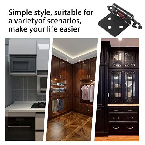 10Pack 5Pairs 1/2Inch Overlay Cabinet Door Hinges Kitchen Cabinet Hinges Matte Black Semi-Concealed Hinges Self-Closing Cabinet Hinges W/ Silicon Bumpers & Upgraded Screws #TOP6